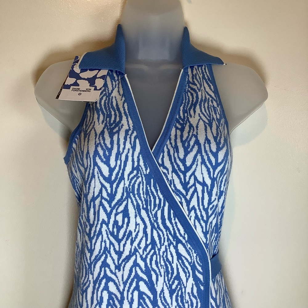 Diane Von Furstenberg DVF x Target Midi Wrap Sweater Dress x-Small Sea Twig Blue - Picture 2 of 12
